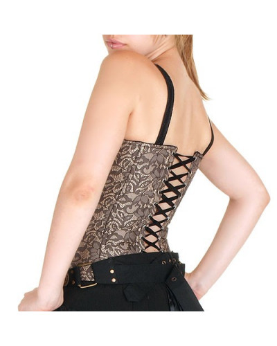 Corset Negro / Marrón Brocado