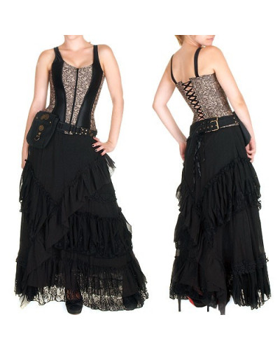 Corset Negro / Marrón Brocado