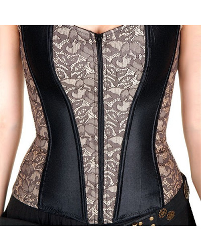 Corset Negro / Marrón Brocado
