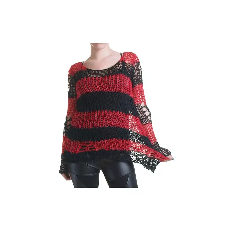 Schwarz-Rotes Gestreiftes Sweatshirt der Punk Rave-Marke für 31,00 €