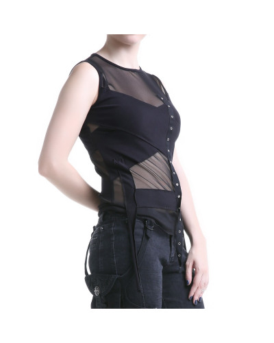 Asymmetric T-Shirt with Tulle