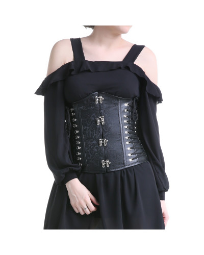 CORSET NEGRO CON CIERRES PLATA