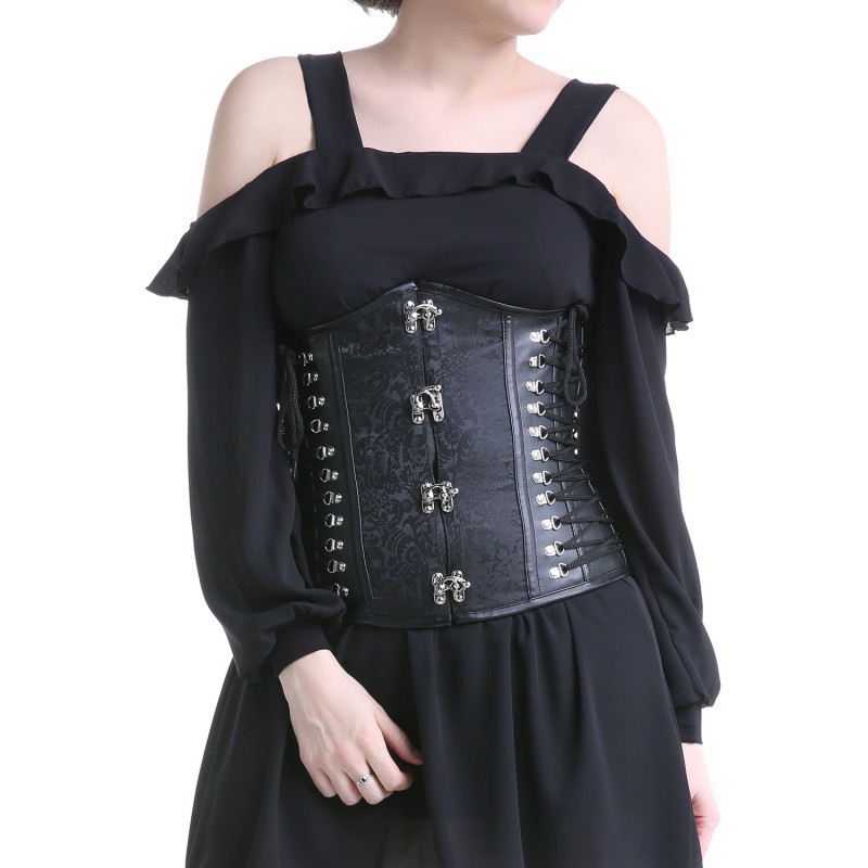 CORSET NEGRO CON CIERRES PLATA