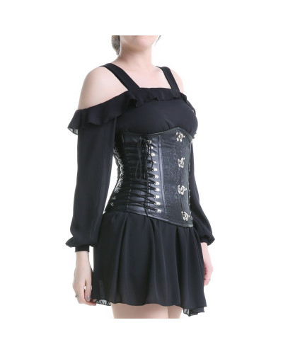 CORSET NEGRO CON CIERRES PLATA