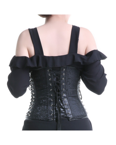 CORSET NEGRO CON CIERRES PLATA