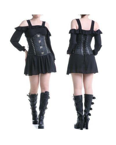 CORSET NEGRO CON CIERRES PLATA