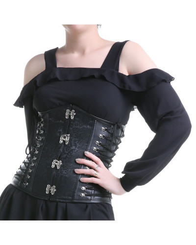 CORSET NEGRO CON CIERRES PLATA
