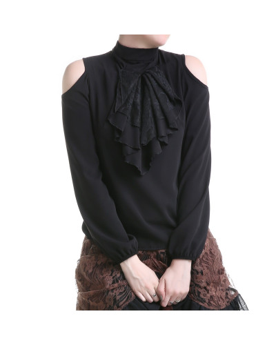 T-shirt Preto com Jabot