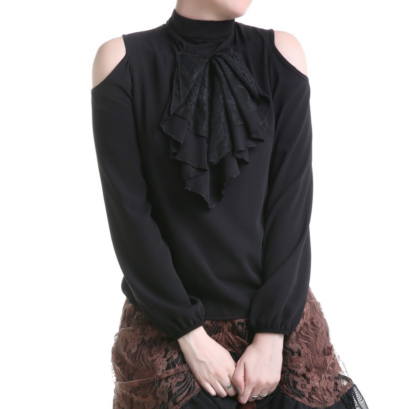 T-shirt Preto com Jabot