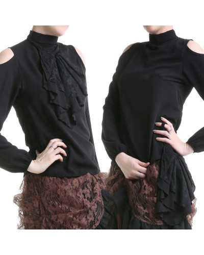T-shirt Preto com Jabot