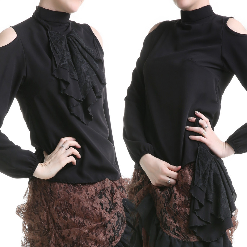 T-Shirt with Ruffle Neck