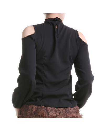T-shirt Preto com Jabot
