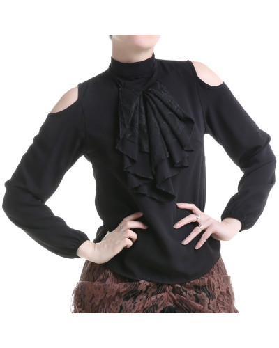 T-shirt Preto com Jabot