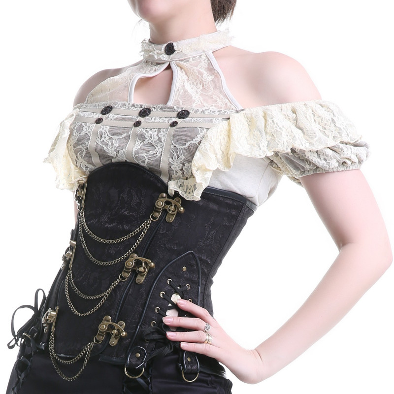 Black Underbust Corset with Chains