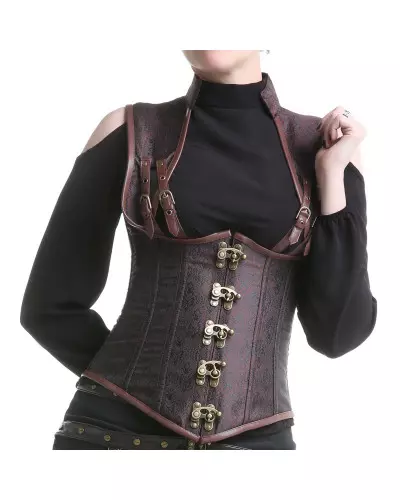 Women's Steampunk Goth Underbust Corset Vest Sexy Brown Punk