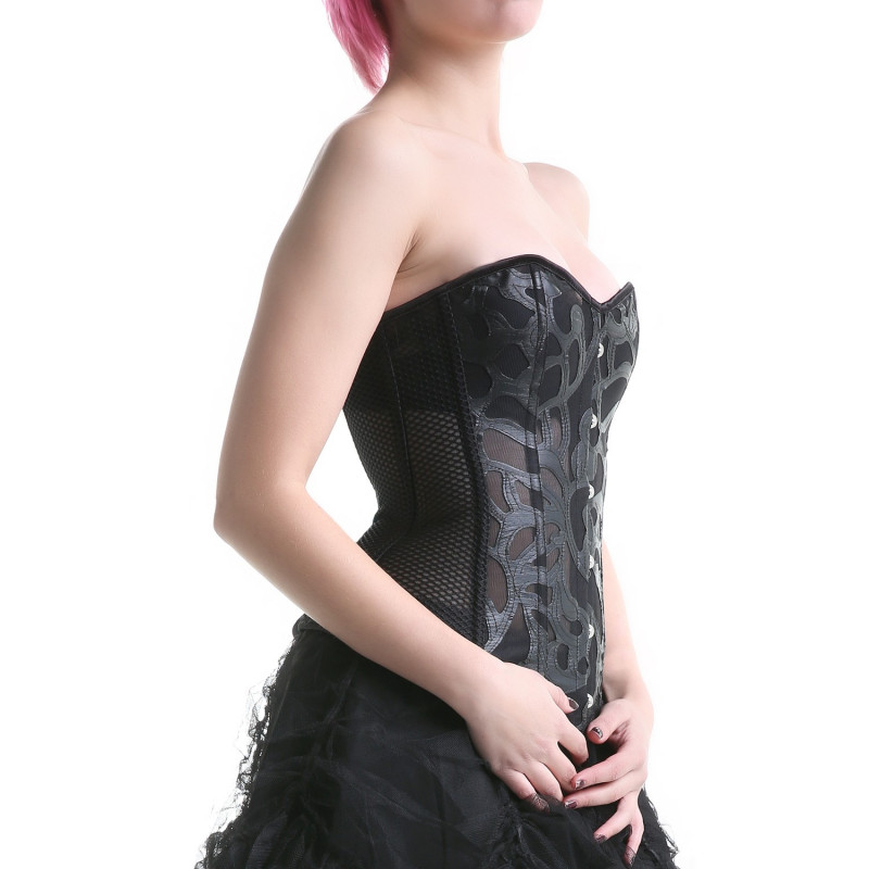 Corset Made of Mesh and Faux Leather
