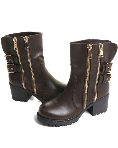 Botines Marrones con Cremalleras