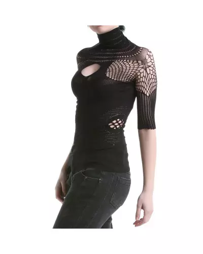 Black T-Shirt with High Neck from Style Brand at €9.00