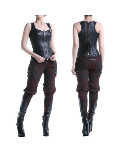 Corset de Cuero con Tirantes y Cremallera