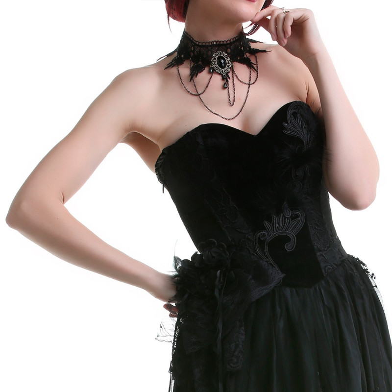 Black Choker Made of Guipure