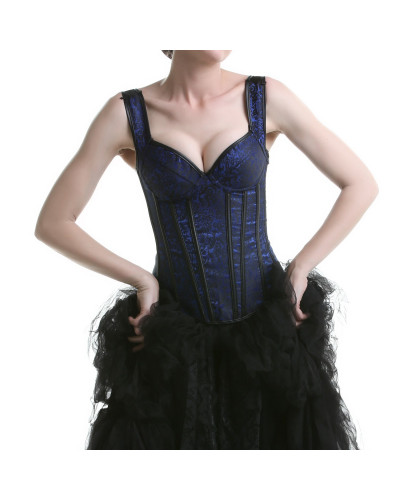 Corset Azul con Tirantes y Cremallera