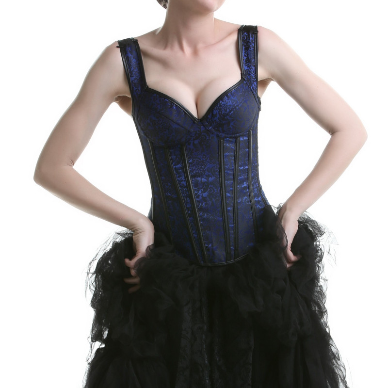Corset Azul con Tirantes y Cremallera