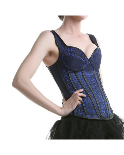 Corset Azul con Tirantes y Cremallera