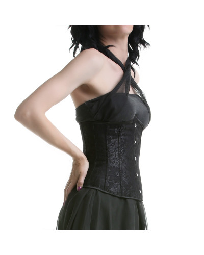 Corset Bajo Pecho de Satén y Encaje