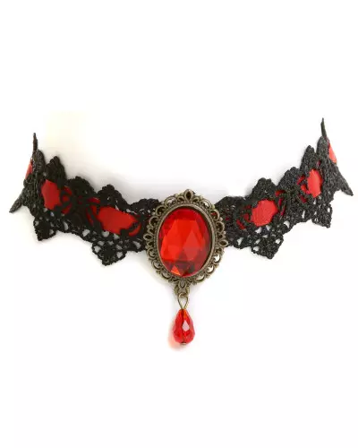 Rotes Halsband mit Häkelspitze der Style-Marke für 4,50 €