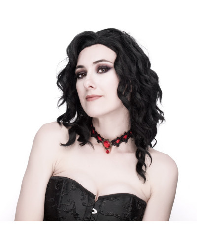 Chocker Negro y Rojo con Piedra