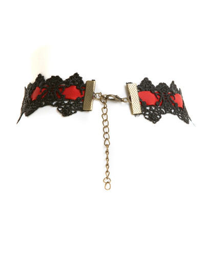 Chocker Negro y Rojo con Piedra