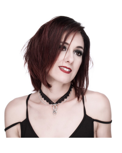Choker Guipur y Cadena con Araña Calavera