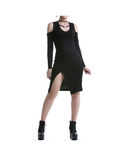 Vestido Corto de Manga Larga con Cruzado y Anilla