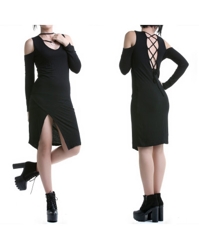 Vestido Corto de Manga Larga con Cruzado y Anilla