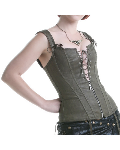 Corset Verde con Tirantes y Cremallera