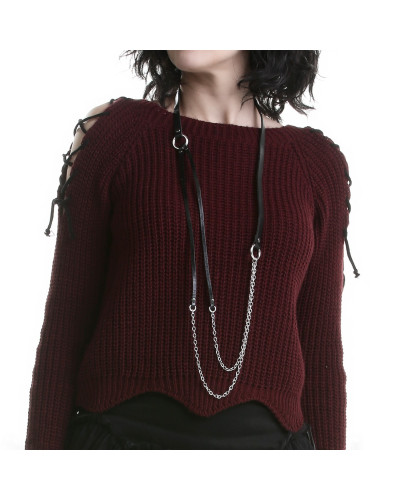 Collar de Cuero con Cadenas