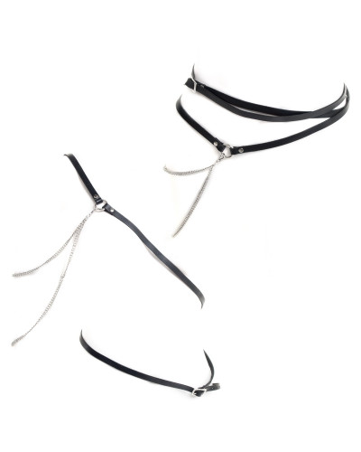 Arnés de Cuero con Cadena Doble