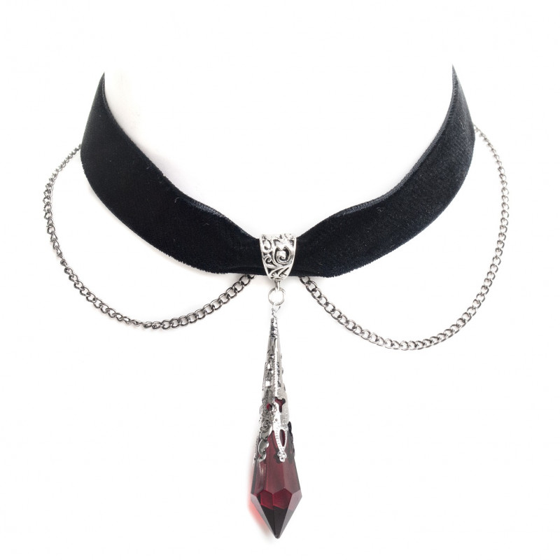 Collar con Colgante en Forma de Péndulo Rojo