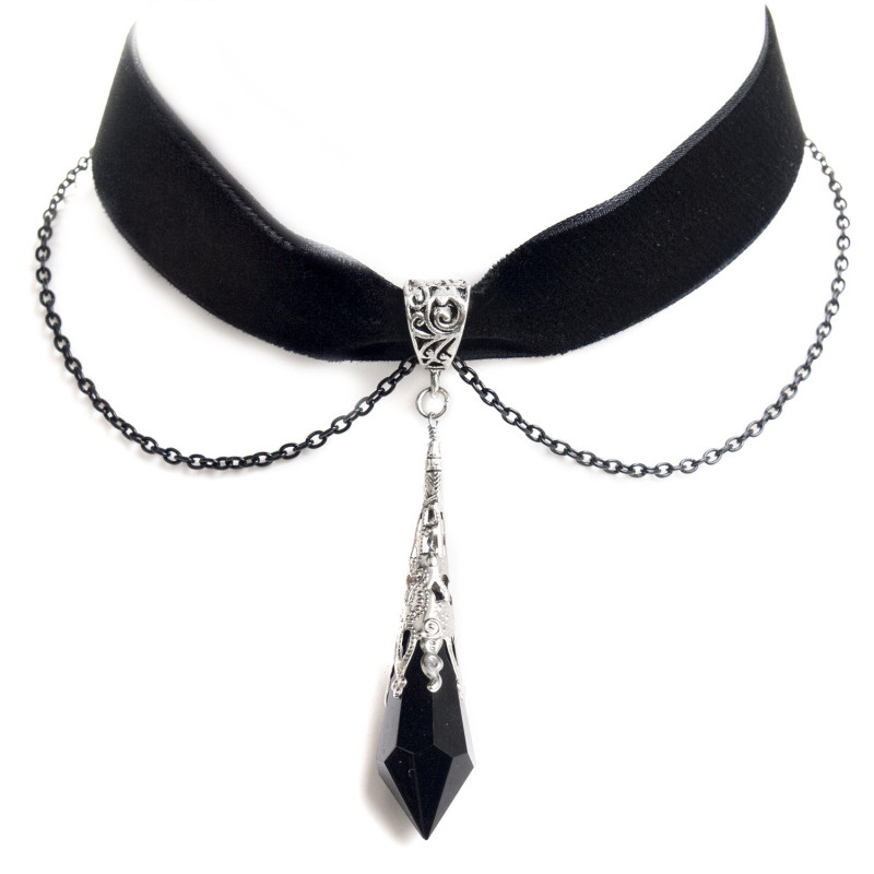 Collar con Colgante en Forma de Péndulo Negro