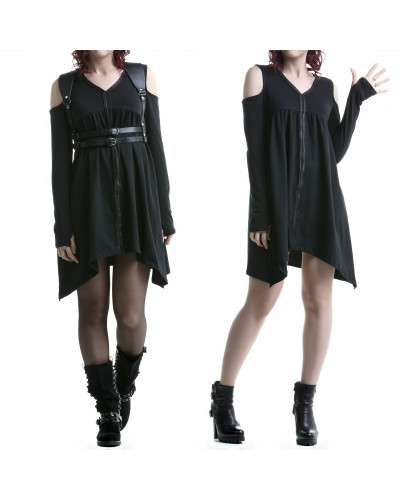 Vestido Hombros Descubiertos y Tiras Polipiel