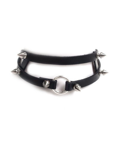 Collar Tipo Arnés con Aro y Tachuelas de Pico