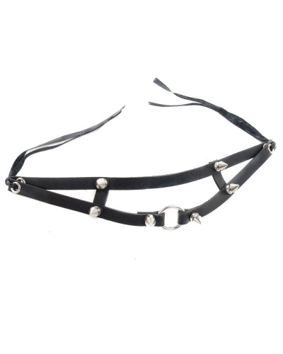 Collar Tipo Arnés con Aro y Tachuelas de Pico