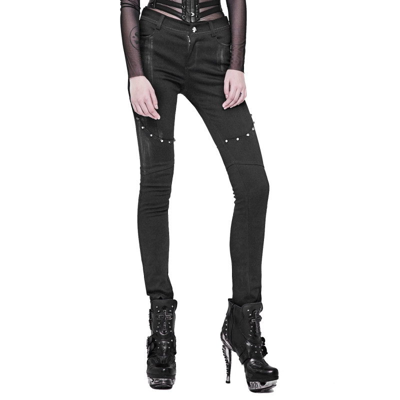 Pantalones Efecto Desgastado con Tachuelas