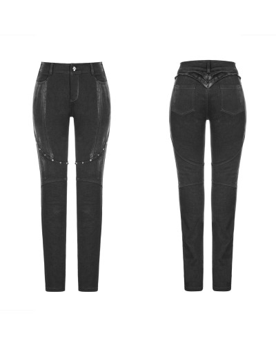 Pantalones Efecto Desgastado con Tachuelas