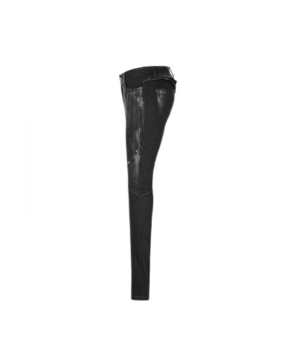 Pantalones Efecto Desgastado con Tachuelas