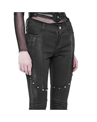 Pantalones Efecto Desgastado con Tachuelas