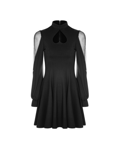 Vestido mangas Abombadas y Escote Corazón Al Revés