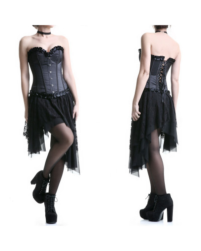 Corset Satén Negro  estilo Tienda de Corsets