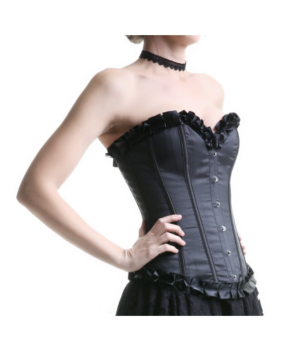 Corset Satén Negro  estilo Tienda de Corsets