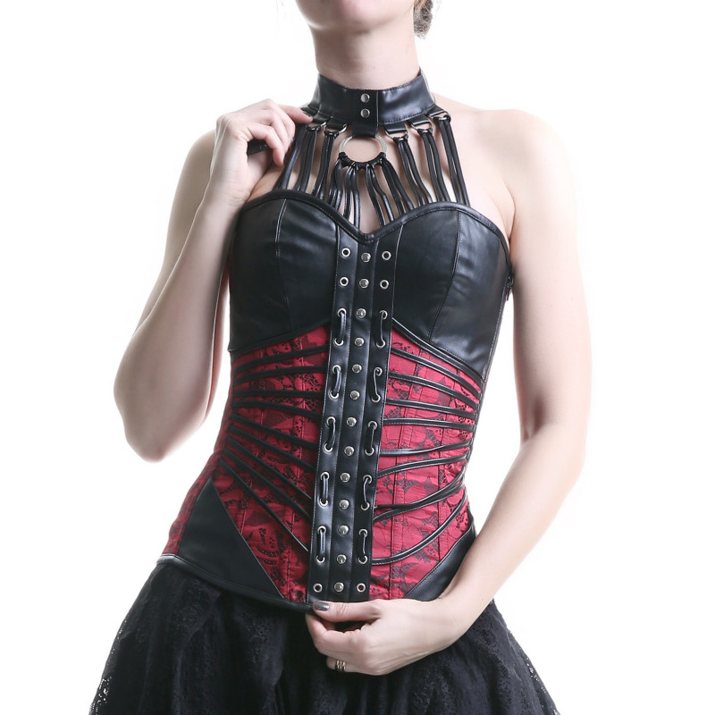 CORSET ROJO Y NEGRO AL CUELLO